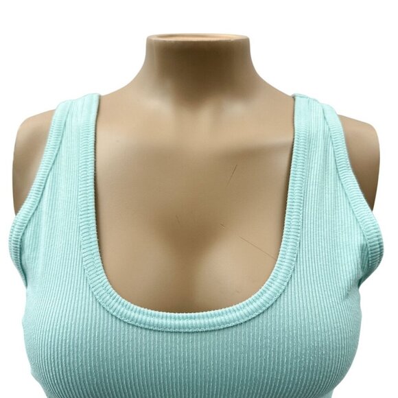 Freshman Sleeveless Rib Scoop Neck Tank Top Drawstring Side Light Blue Women S - Picture 10 of 10
